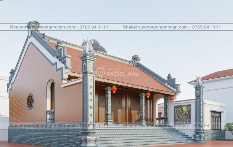Mẫu 17 nhà kẻ truyền 3 gian - nhà kẻ truyền bê tông giả gỗ