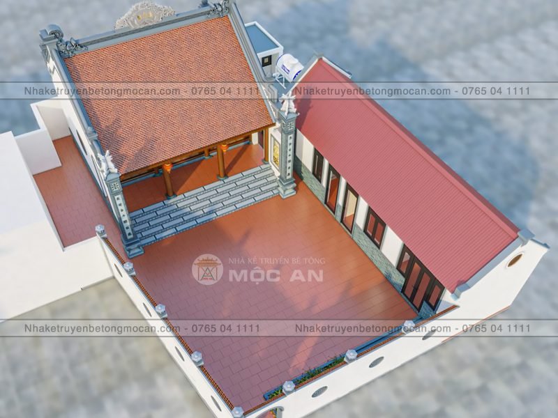 Mẫu 15 nhà kẻ truyền 3 gian - nhà kẻ truyền bê tông giả gỗ