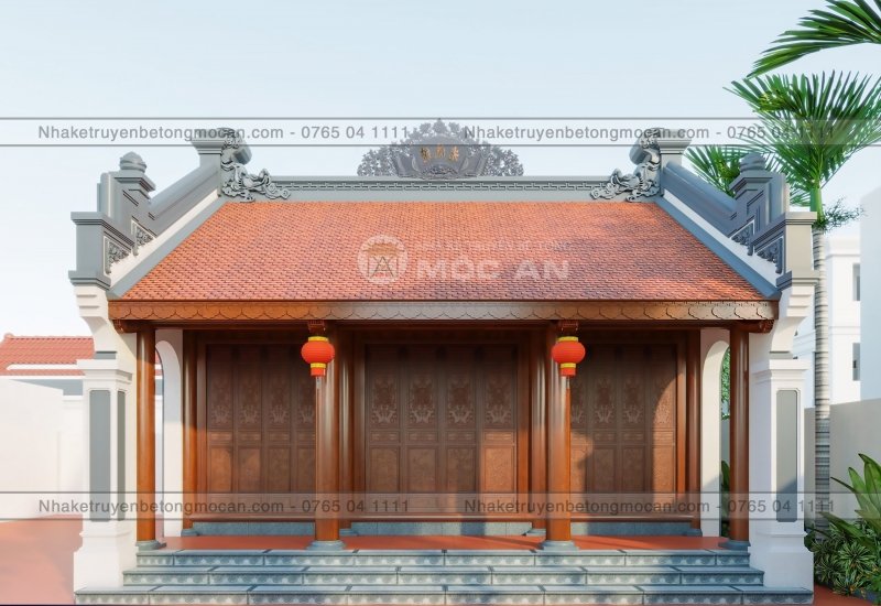 Mẫu 13 nhà kẻ truyền 3 gian - nhà kẻ truyền bê tông giả gỗ