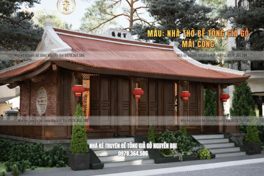 Mẫu 10 nhà kẻ truyền 3 gian - nhà kẻ truyền bê tông giả gỗ