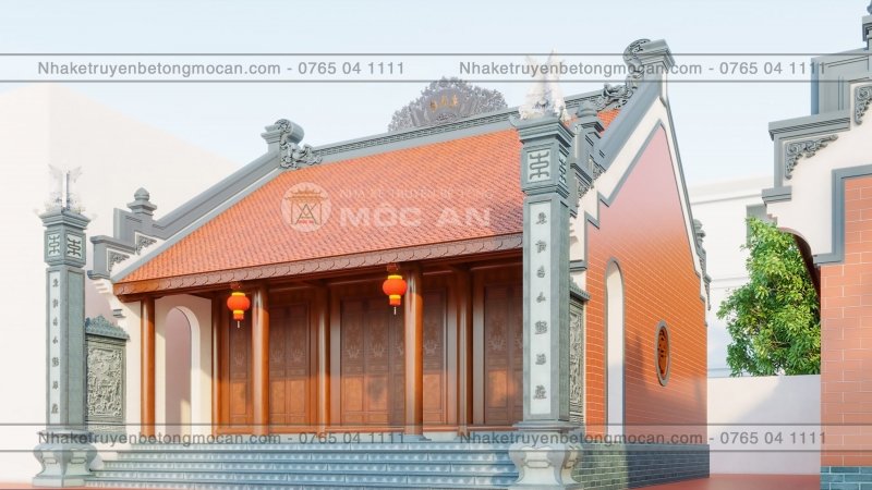 Mẫu 9 nhà kẻ truyền 3 gian - nhà kẻ truyền bê tông giả gỗ