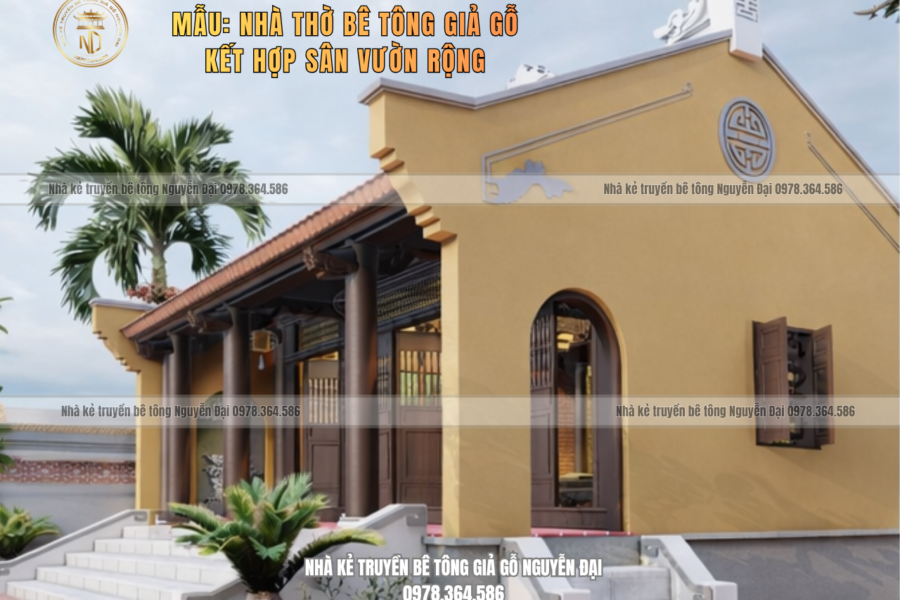 Mẫu 11 nhà kẻ truyền 3 gian - nhà kẻ truyền bê tông giả gỗ