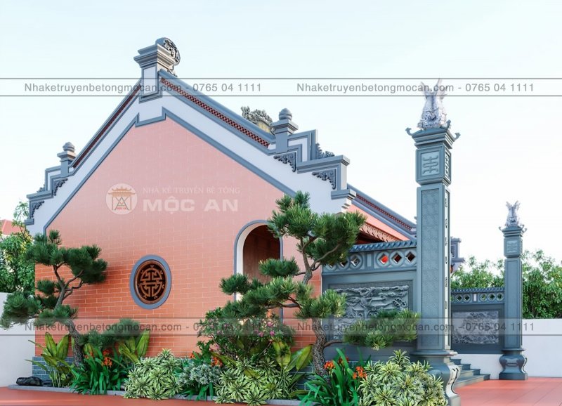 Mẫu 6 nhà kẻ truyền 3 gian - nhà kẻ truyền bê tông giả gỗ