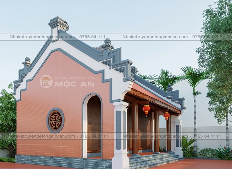 Mẫu 1 nhà kẻ truyền 3 gian - nhà kẻ truyền bê tông giả gỗ