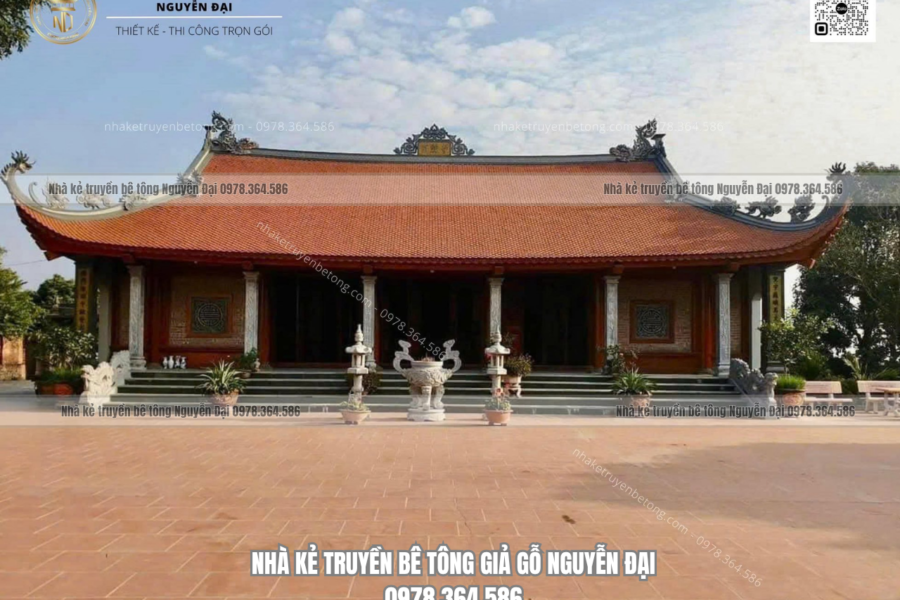 Mẫu 14 nhà kẻ truyền 5 gian - nhà kẻ truyền bê tông giả gỗ