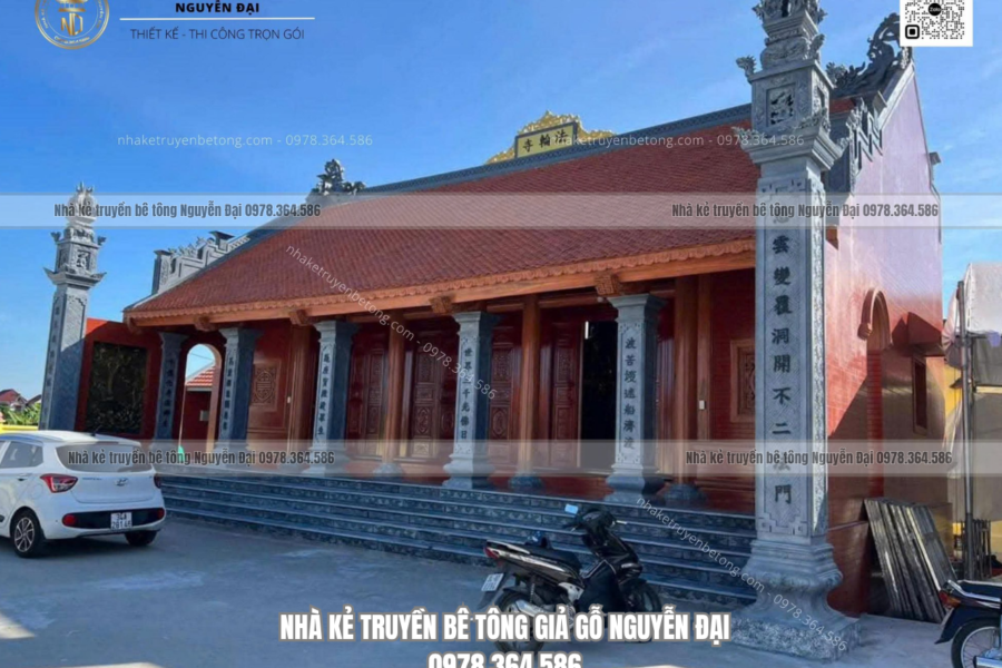 Mẫu 17 nhà kẻ truyền 5 gian - nhà kẻ truyền bê tông giả gỗ