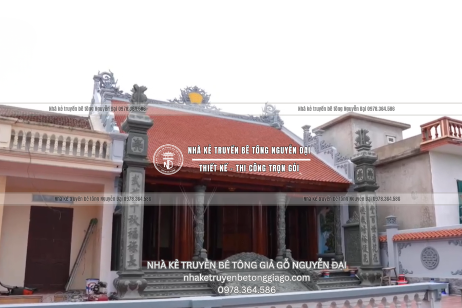 NHÀ KẺ TRUYỀN 3 GIAN TẠI TRỰC NINH, NAM ĐỊNH - nhà kẻ truyền bê tông giả gỗ