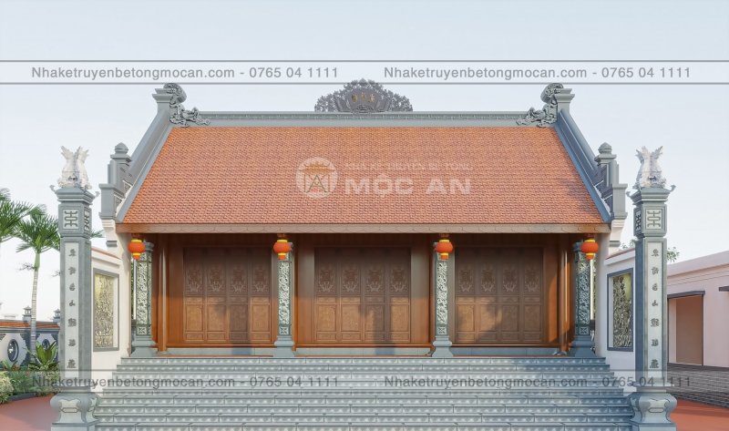 Mẫu 19 nhà kẻ truyền 3 gian - nhà kẻ truyền bê tông giả gỗ