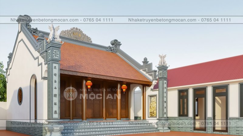 Mẫu 21 nhà kẻ truyền 3 gian - nhà kẻ truyền bê tông giả gỗ