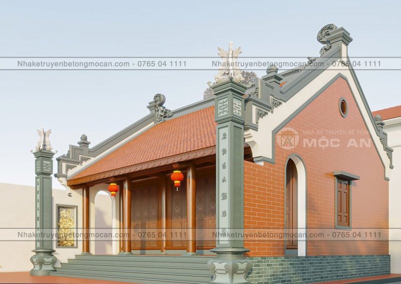 Nhà 3 gian tại Trực Ninh, Nam Định - nhà kẻ truyền bê tông giả gỗ