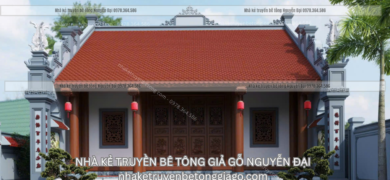 Mẫu 1 nhà kẻ truyền 3 gian - nhà kẻ truyền bê tông giả gỗ