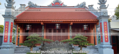 Mẫu 2 nhà kẻ truyền 3 gian - nhà kẻ truyền bê tông giả gỗ