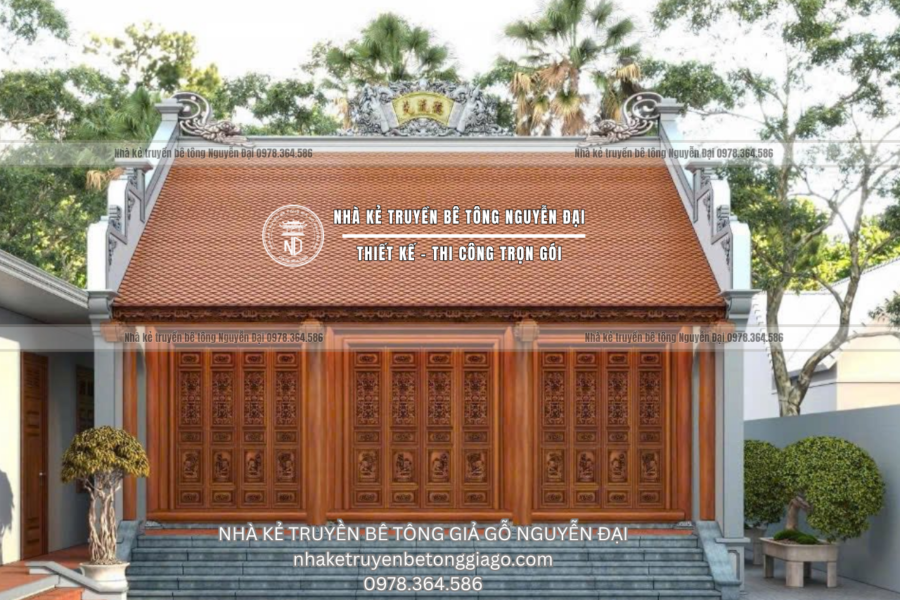 Mẫu 7 nhà kẻ truyền 3 gian - nhà kẻ truyền bê tông giả gỗ