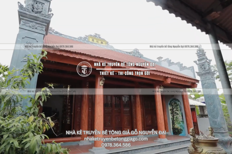 NHÀ 3 GIAN THỜ HỌ TẠI ĐÔNG HƯNG, THÁI BÌNH - nhà kẻ truyền bê tông giả gỗ