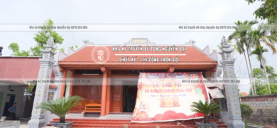NHÀ THỜ 3 GIAN CÓ HẬU CUNG TẠI THỦY NGUYÊN, HẢI PHÒNG - nhà kẻ truyền bê tông giả gỗ