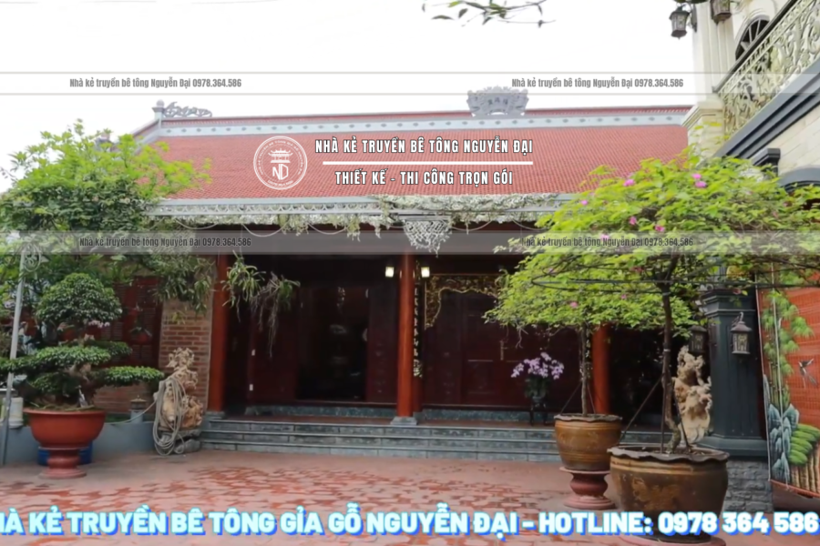 NHÀ THỜ 5 GIAN BÊ TÔNG GIẢ GỖ TẠI GIA LÂM, HÀ NỘI - nhà kẻ truyền bê tông giả gỗ
