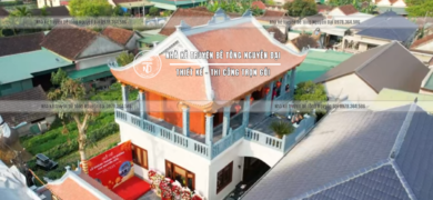 NHÀ THỜ HỌ 3 GIAN TẦNG 2 KẾT HỢP NHÀ Ở TẦNG 1 TẠI NAM ĐÀN, NGHỆ AN - nhà kẻ truyền bê tông giả gỗ