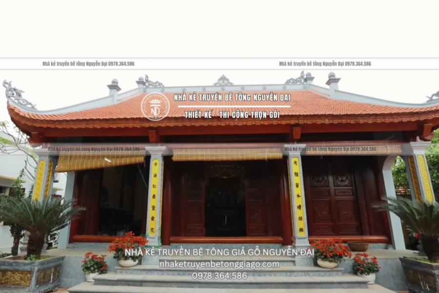 NHÀ 3 GIAN CÓ MÁI ĐAO TẠI HƯNG HÀ, THÁI BÌNH - nhà kẻ truyền bê tông giả gỗ