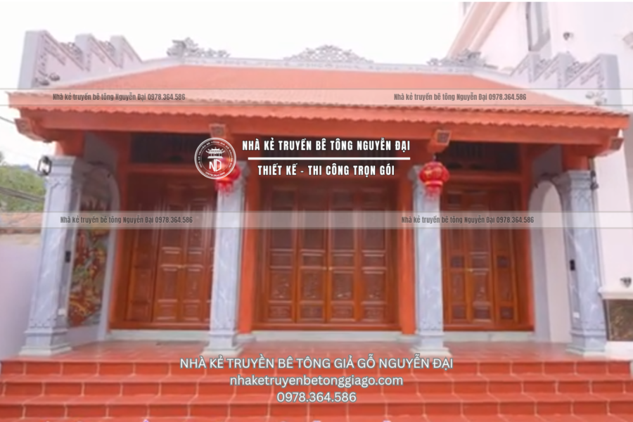 NHÀ THỜ 3 GIAN TẠI SÓC SƠN, HÀ NỘI - nhà kẻ truyền bê tông giả gỗ