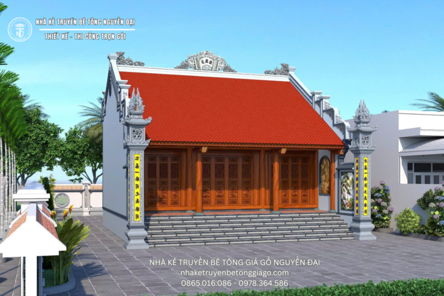 Nhà Thờ Họ Phạm Xuân Trường, Nam Định - nhà kẻ truyền bê tông giả gỗ