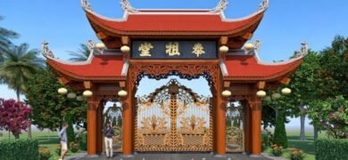 Mẫu Cổng Nhà Thờ Họ Đẹp, Mang Nét Truyền Thống - nhà kẻ truyền bê tông giả gỗ