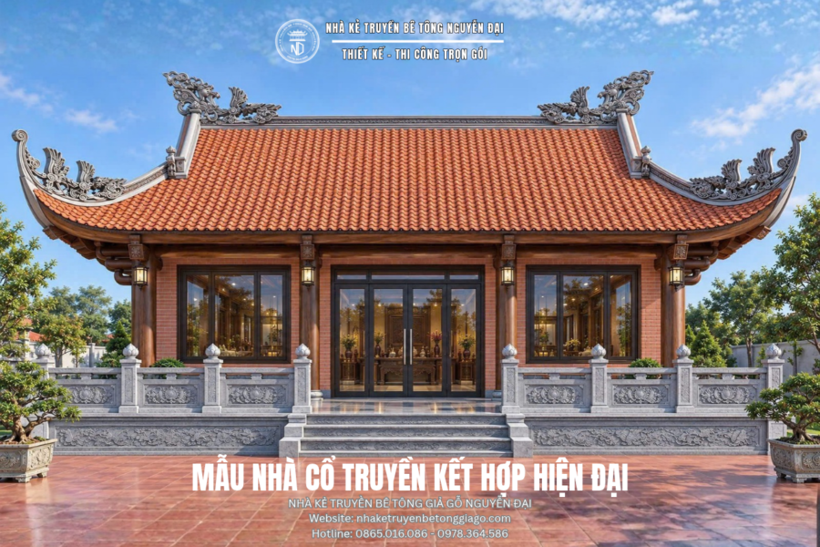 Nhà Cổ Kết Hợp Hiện Đại – Giữ Nét Truyền Thống - nhà kẻ truyền bê tông giả gỗ