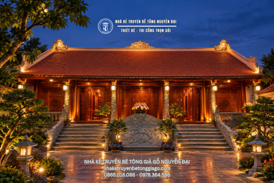 Nhà Kẻ Truyền Truyền Thống Đẹp, Trang Nghiêm - nhà kẻ truyền bê tông giả gỗ